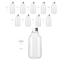 병도매닷컴 ARB300 투명 페트병 300ml + 실버캡 + 병라벨 스티커 N1S, 10세트