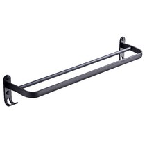 모나코올리브 메탈 더블라인 타월걸이 + 실란트픽스, 블랙, 1세트