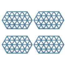 헥사곤 PVC 빅삼각형 코스터 4p, 블루