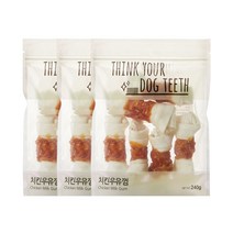 ThinkYourDogTeeth 반려견 우유껌 6개입, 치킨 + 우유 혼합맛, 3개