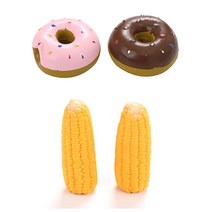 딩동펫 반려동물 장난감 옥수수 2p + 도넛 2종세트, 혼합색상, 1세트