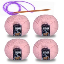 뉴애니울 뜨개실 50g x 4p + 줄바늘, 피치(6005), 180m