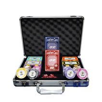 후니겜블 오성 카지노칩 포커칩 200p + 홀덤 전용 JJ카드 2p + 사각칩 랜덤발송 4p + 하드케이스 세트, 혼합색상