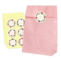종이 각대봉투 중 50p + 크리스마스 화관 스티커C 54p 세트, 핑크, 1세트