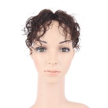 여우가발 통풍성이 좋은 여름 인모 에어매쉬 웨이브 정수리 부분가발 W2040 소, (8cm×8cm/14cm), 자연갈색