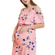 올나인 어깨 트임 라운드 임산부 원피스