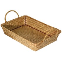 메이퀸 내일의공간 손잡이 라탄바구니 소형 30 x 20 x 6 cm, 네츄럴, 1개