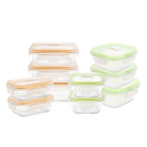 오븐락 내열유리 밀폐용기 정사각 1호 2p + 2호 2p + 3호 + 직사각 1호 2p + 2호 2p + 3호 패밀리 세트, 1세트, 6종