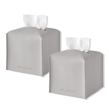 Natural365 스위트룸 호텔식 가죽 정사각 티슈커버 2p, 화이트