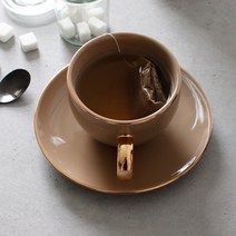 에크렌 24K 골드 노블 커피잔 1인 세트, 카키브라운, 1세트