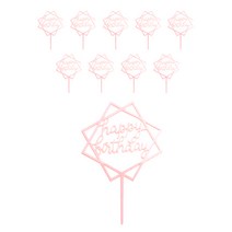 파티팡 케이크토퍼 생일데코픽 사각프레임, 핑크, 10개