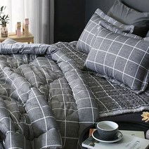 달콤한하루 모던체크 세미마이크로 차렵이불 + 패드 + 베개세트