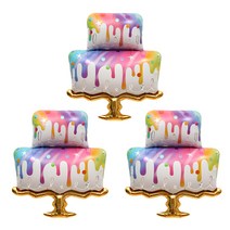 와우파티코리아 해피 생일케이크 풍선, 혼합색상, 3개