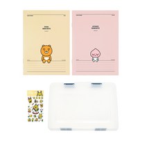 카카오프렌즈 노트 2종 + 투명스티커 랜덤발송 + 플라스틱 케이스 세트, 혼합색상, 1개
