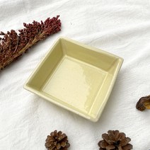 사푼 도자기 각잡힌 접시, 연노랑