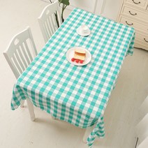 알럽홈 컬러체크 웨이브 정사각형 식탁보, 민트, 120 x 120 cm