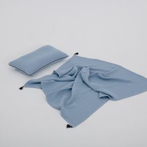아띠블랑 3중 요루 거즈면 유아 베개 + 블랭킷 세트, 스카이블루