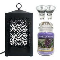 양키캔들 + 스텔라 스크롤 캔들워머 + 전구 2p, 라일락블라썸(캔들), 블랙(워머)