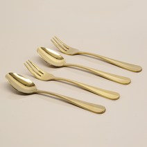 테이블아트 이프 골드 티스푼 티포크 세트, 1세트, 티스푼 2p + 티포크 2p
