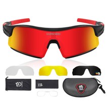 커샤크 스포츠 고글 자외선차단 도수클립 렌즈 교체형 QE49, Matte Black Red(QE49-MBR)