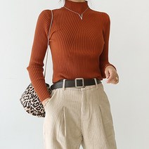 데일리앤 여성용 위빙 반폴라 골지 니트