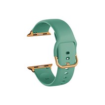 비쉐르 애플워치 1 골드 버클 라운드 V2 실리콘 밴드 스트랩 38mm, 에코그린, 1개