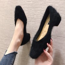 빈슈 여성용 퍼 플랫슈즈