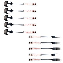 블룸엣홈 퍼니패밀리 항아리 티스푼 포크 10p 세트, 1세트, 티스푼 5p + 티포크 5p