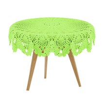 마켓감성 크로쉐 니팅 뜨개질 라운드 식탁보, 그린, 75~80cm