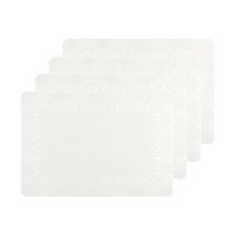 레이스 실리콘 식탁매트 4p, 화이트, 34.6  x 24.6 cm
