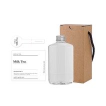라운드납작 페트병 250ml + 알루미늄 실버 C캡 + 용기스티커 클래식밀크티 + 캡봉인스티커 + 호환박스, 10세트
