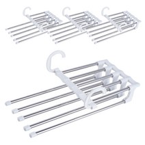 슈와츠코리아 슬라이딩 논슬립 틈새 5단 바지걸이, 화이트, 4개입