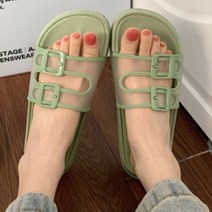 조이슈 여성용 세밀 투명 더블 버클 슬리퍼 L