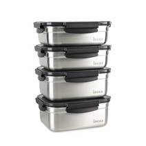 인콕 스텐콕 스텐 밀폐용기 5호 세트 블랙, 1세트, 직사각 4호 2p + 5호 2p