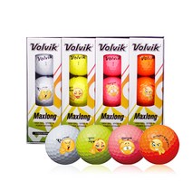 볼빅 Max Long 만월이 캐릭터 골프공 4종 세트, 화이트,옐로우,핑크,오렌지, 1세트