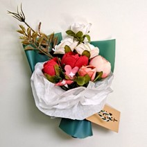 퐁당플라워 조화 미니 라넌 꽃다발, 레드