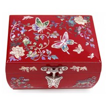 박씨상방 자개 굴림 미니보석함 나비 11cm 적, 1개