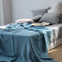 린즈홈 아이스 골지 풍기인견 홑이불 겸 패드, 블루