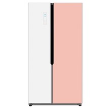 하이얼 글램 글라스 양문형냉장고 방문설치, 화이트 + 피치 핑크, HRS472MNPW