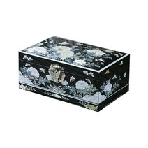 목단 2단 자개 보석함 대형 블랙, 1개