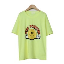 여성용 리노시 그림 레터링 나염 박스 반팔 티 T6807K14