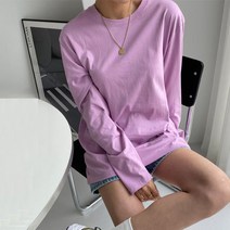 페이퍼먼츠 여성용 루즈핏 캐주얼 무지 긴팔 데일리 티셔츠 13699