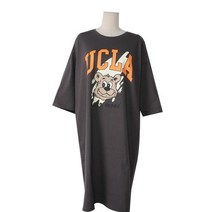 여성용 프라코 캐릭터 레터링 롱 원피스 티 OPS6412K14