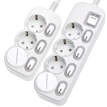 에코파워탭 LED 스위치 개별 절전 멀티탭 4구 EPM-L304SS + 3구 EPM-L203 + 안전 커버 2p, 1세트, 1.5m