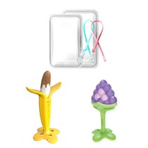 앙쥬 치아발육기 2종 세트, 초코바나나, 3D 포도(치발기), 랜덤발송(클립)