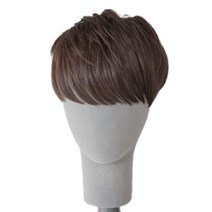 가발닷컴 남성용 투블럭 부분가발 아이롱펌 왼쪽에서 오른쪽, 1개, 내츄럴 브라운