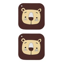 크리에이티브 가정용 귀여운 캐릭터 실리콘 컵받침 2p, 브라운