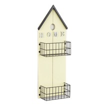 모모 벽걸이형 집모양 다용도 선반 수납 정리함 옐로우, 1개