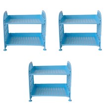 팝마인즈 화장품 액세서리 수납 심플한 선반 수납, 블루, 3개