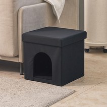 블루밍홈 홈 접이식 수납스툴 펫하우스, 블랙